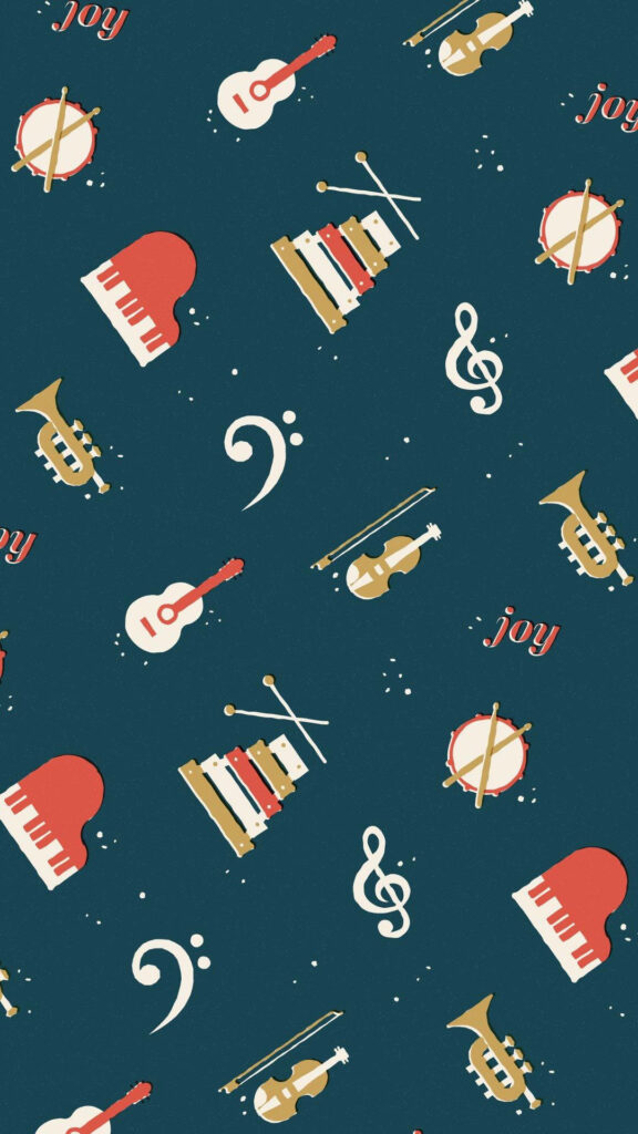 Colorful Musical Instruments Wallpaper - Joyful Design Background