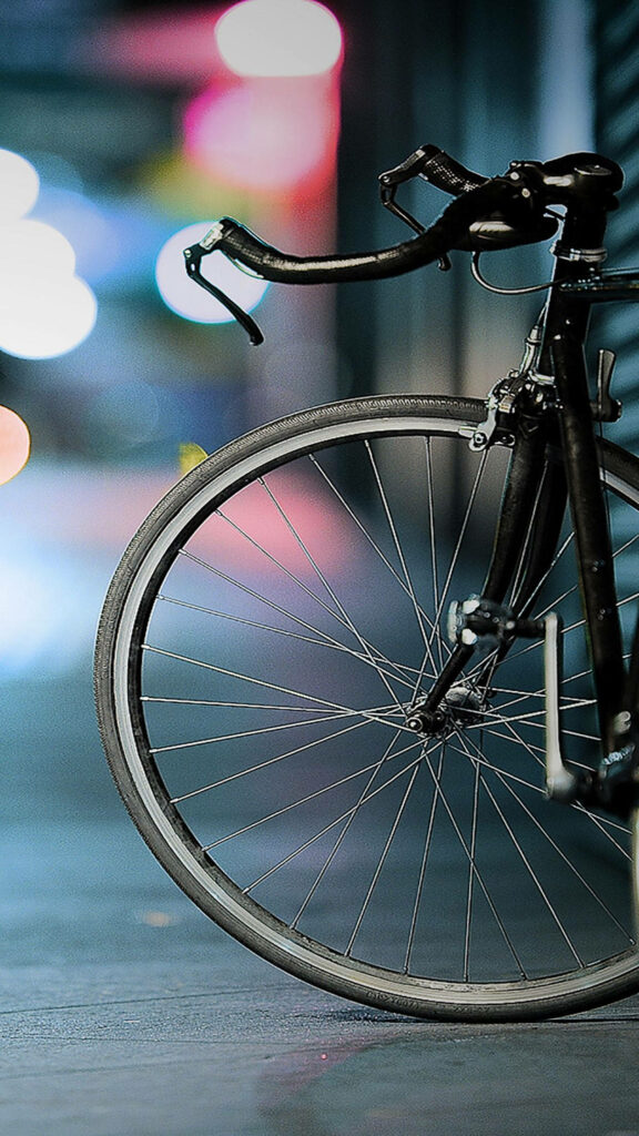 Colorful Orbs Enhance Bicycle Iphone Background Photo in Whimsical Bokeh Image Wallpaper