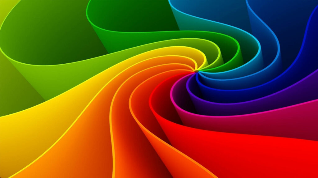 Rainbow Bliss: Immersive Full HD Tablet Background with Swirling Papers in Vibrant Colors Wallpaper