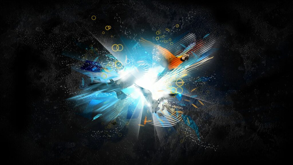 Colorful Abstract Parrots Wallpaper: Vibrant 2560x1440 Background
