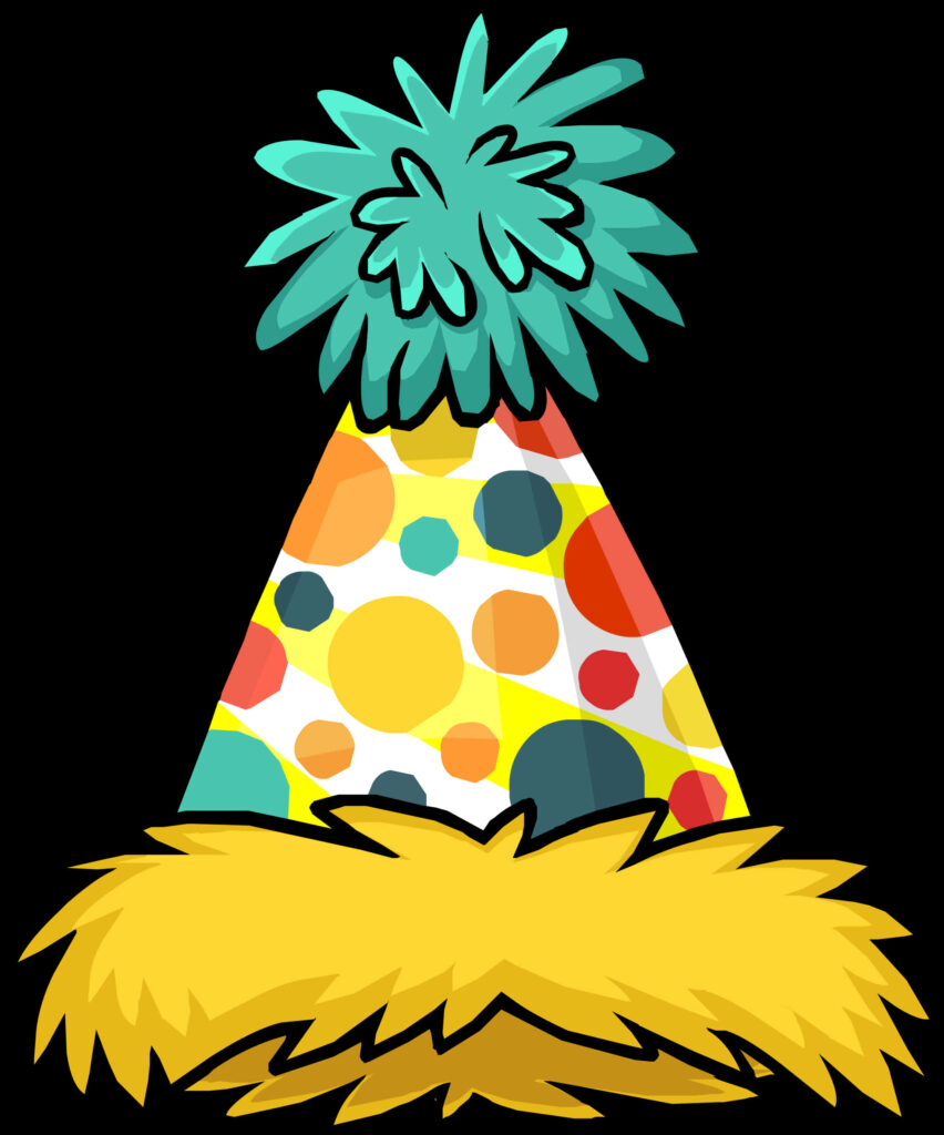 Colorful Party Hat with Polka Dots & Teal Pom-Pom on Transparent BG Wallpaper