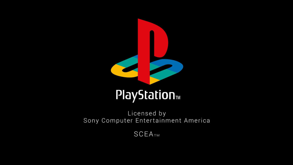 Colorful PlayStation Logo Wallpaper with SCEA Licensing Information