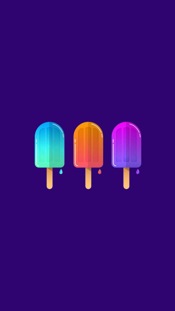Colorful Popsicle iPhone Wallpaper on Dark Purple Background