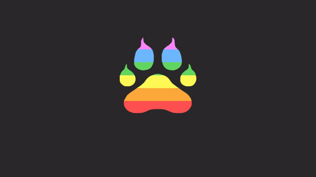 Proudly Pawsome: A Minimalist Rainbow Paw Print Desktop Wallpaper