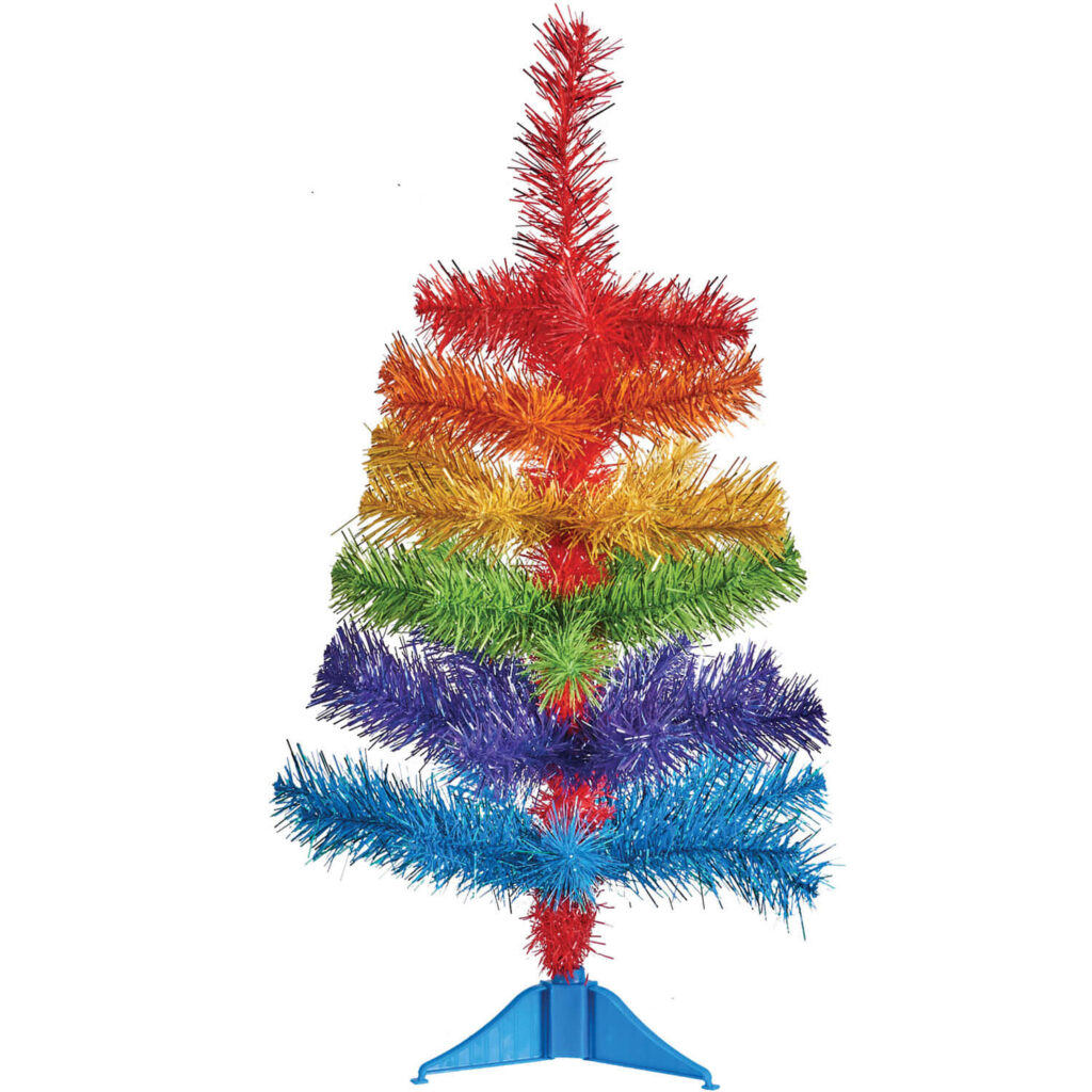 Festive Rainbow Christmas Tree Wallpaper: Colorful Holiday Decor