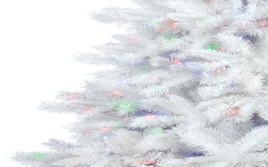 Serene Rainbow-Tinted White Christmas Tree Wallpaper Background