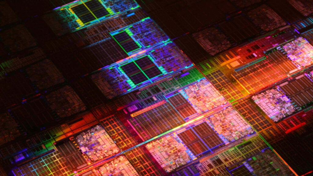 Vibrant Microchip Architecture Wallpaper: Colorful Semiconductor Design