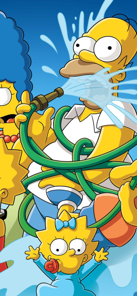 Vibrant Simpsons Family Wallpaper: Fun & Chaotic Cartoon Background