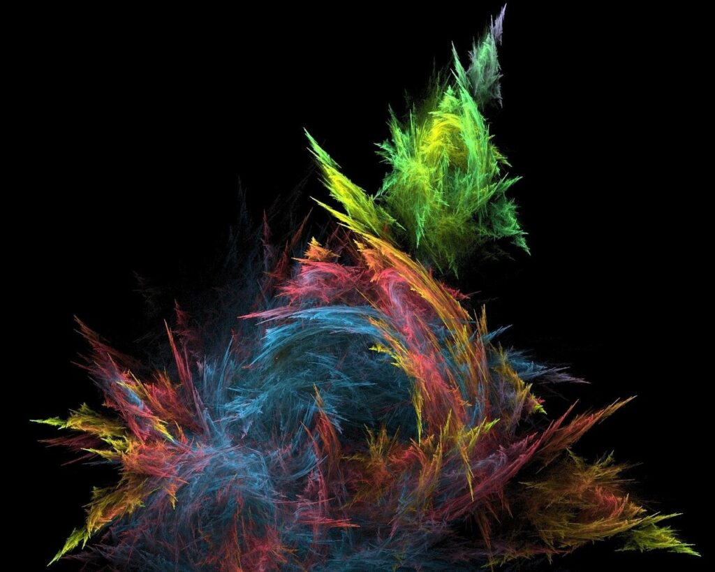 Vibrant Smoke Abstract Wallpaper - Colorful Lines on Black Background 1280x1024