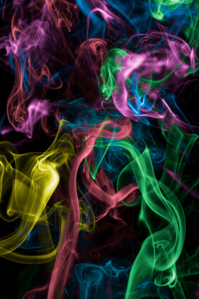 Vibrant Colorful Smoke Swirls Wallpaper on Dark Background (3168x4752)