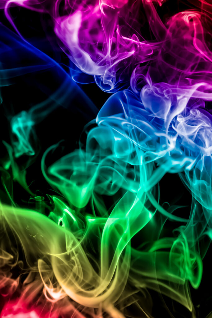 Colorful Smoke Swirls Wallpaper: Vibrant Contrast on Dark Background