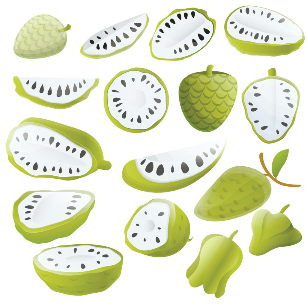 Vibrant Soursop & Tropical Fruit Wallpaper - Colorful Vector Art