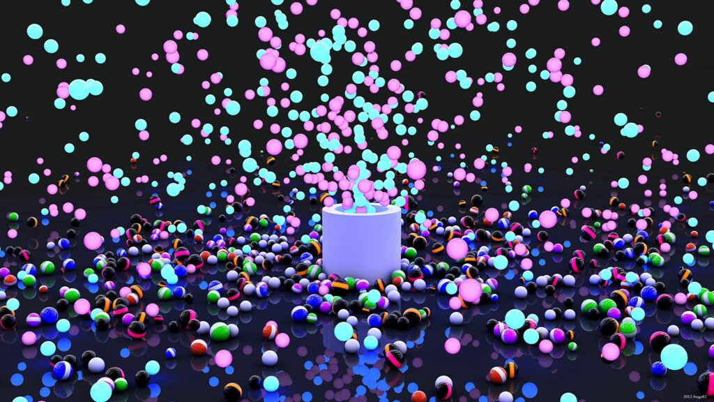 Vibrant Colorful Sphere Wallpaper: Energetic Burst Against Dark Background