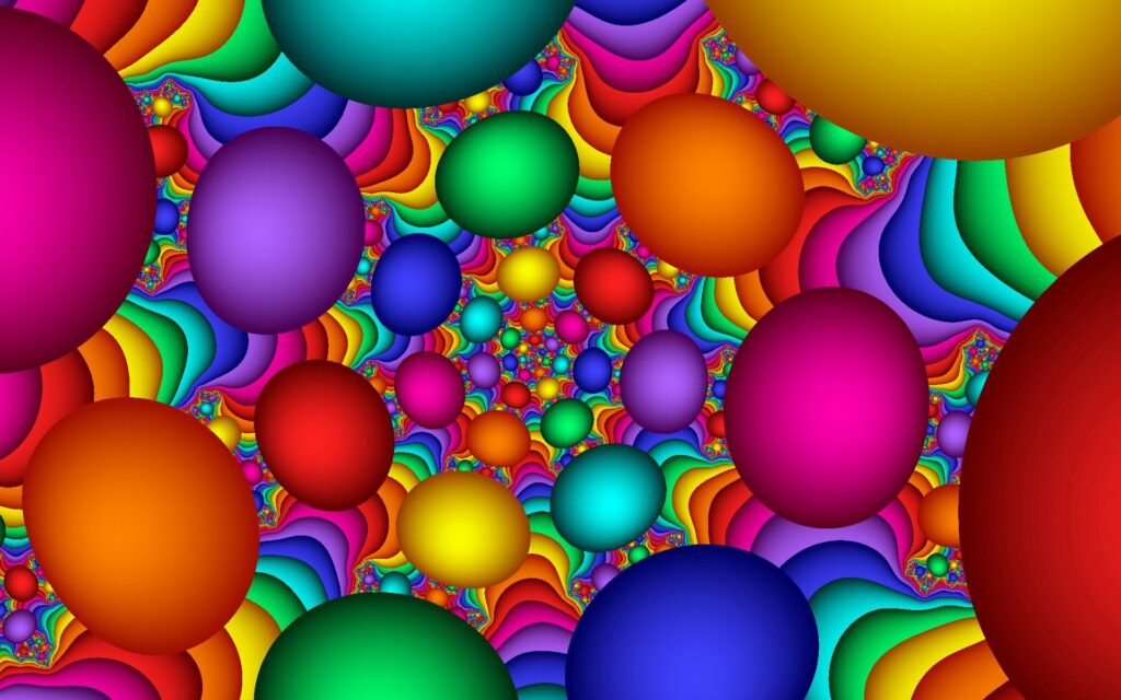 Colorful Spherical Balls on Kaleidoscopic Background Wallpaper 1920x1200