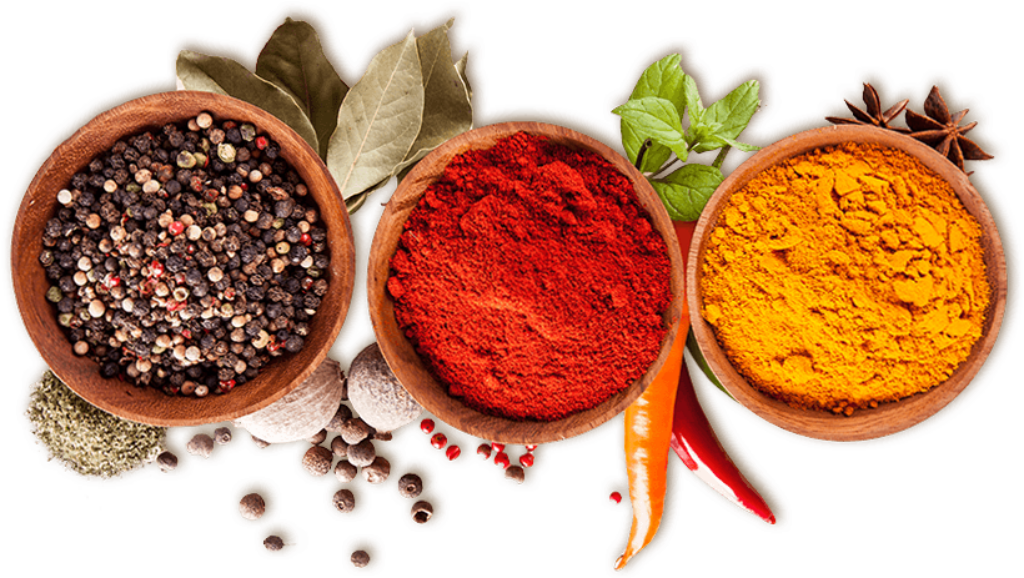 Colorful Spice Assortment in Wooden Bowls - Culinary Wallpaper Background