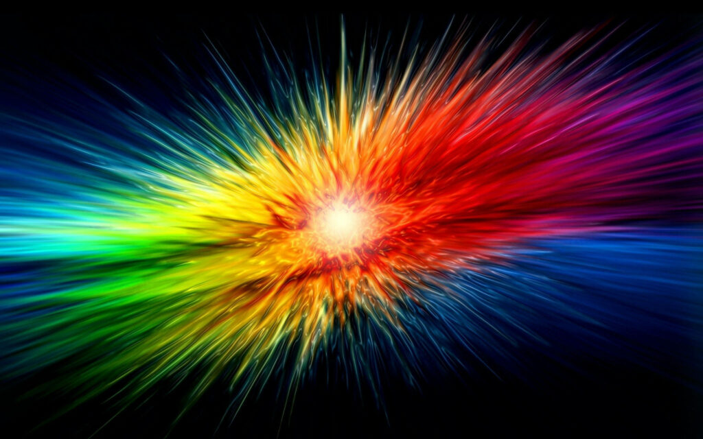 Spectrum Burst: Mesmerizing 4k Animation of Vibrant Rainbow Spike on Black Backdrop Wallpaper
