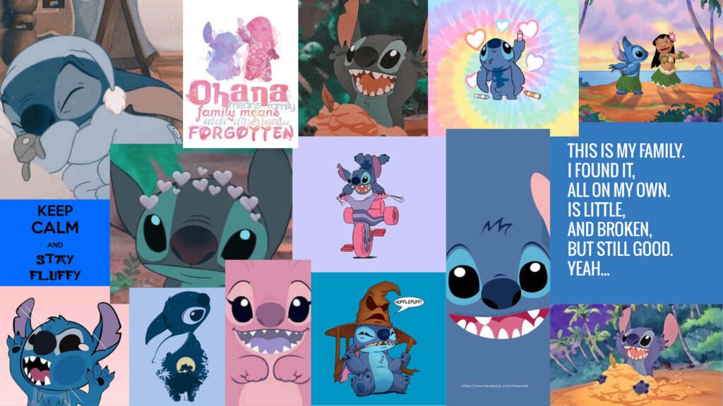 Playful Stitch Wallpaper: Cute Expressions & Heartwarming Quotes