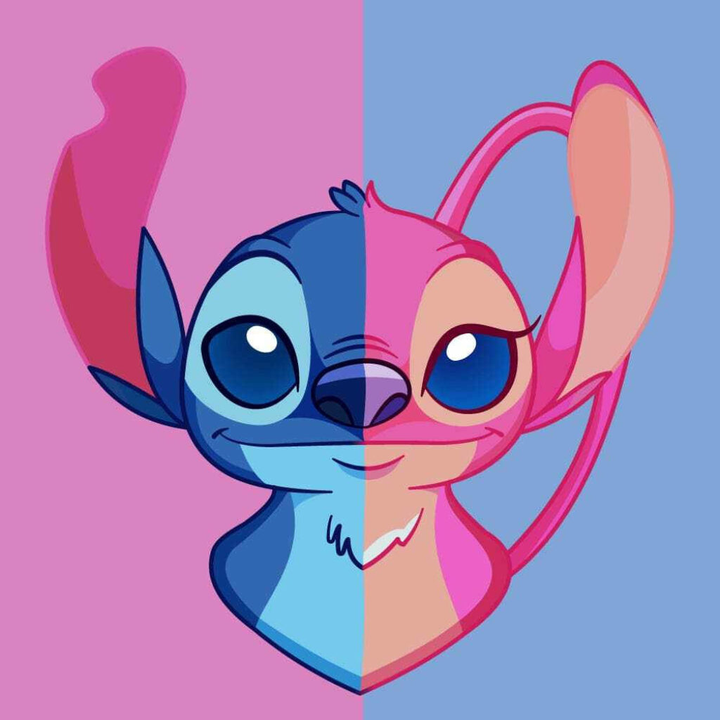 Vibrant Stitch & Angel Split Design Wallpaper for Fans