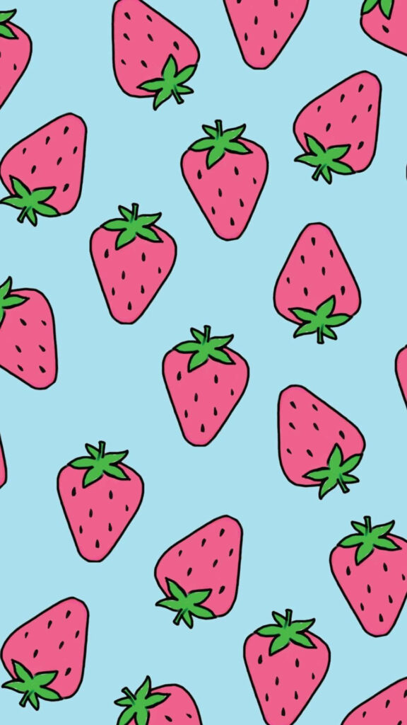 Colorful Strawberry Cartoon Wallpaper for Playful iPhone Background
