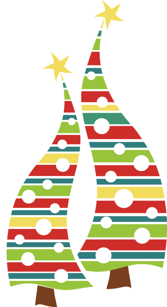 Colorful Abstract Christmas Tree Wallpaper with Stars & Polka Dots