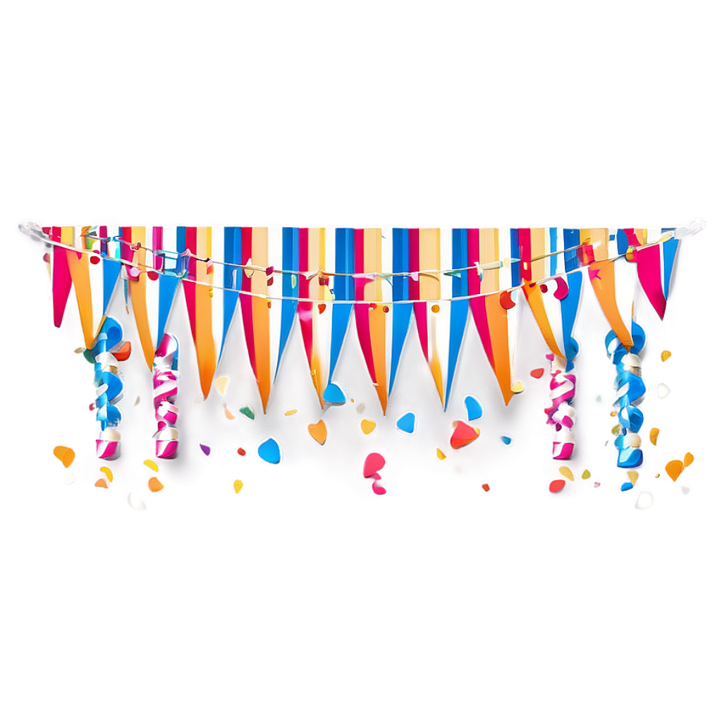 Colorful Striped Banners & Confetti Wallpaper for Festive Celebrations