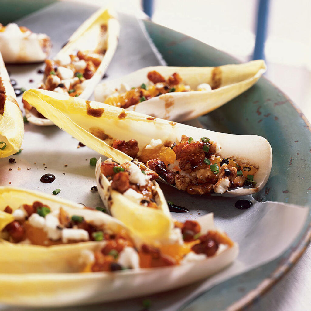 Colorful Stuffed Belgian Endive Dish - Gourmet Wallpaper Background