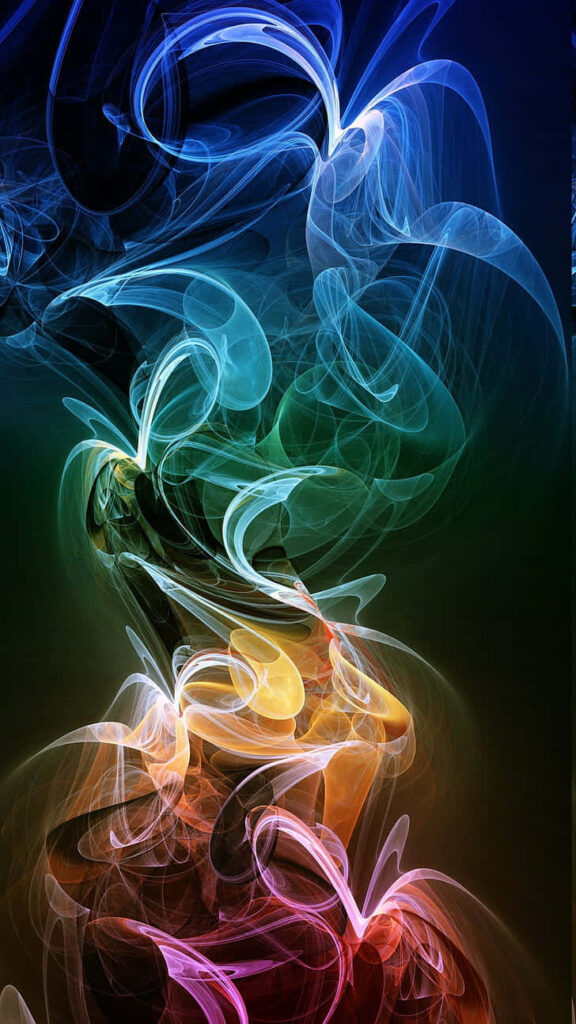 Vibrant Abstract Wallpaper with Colorful Swirling Smoke Patterns