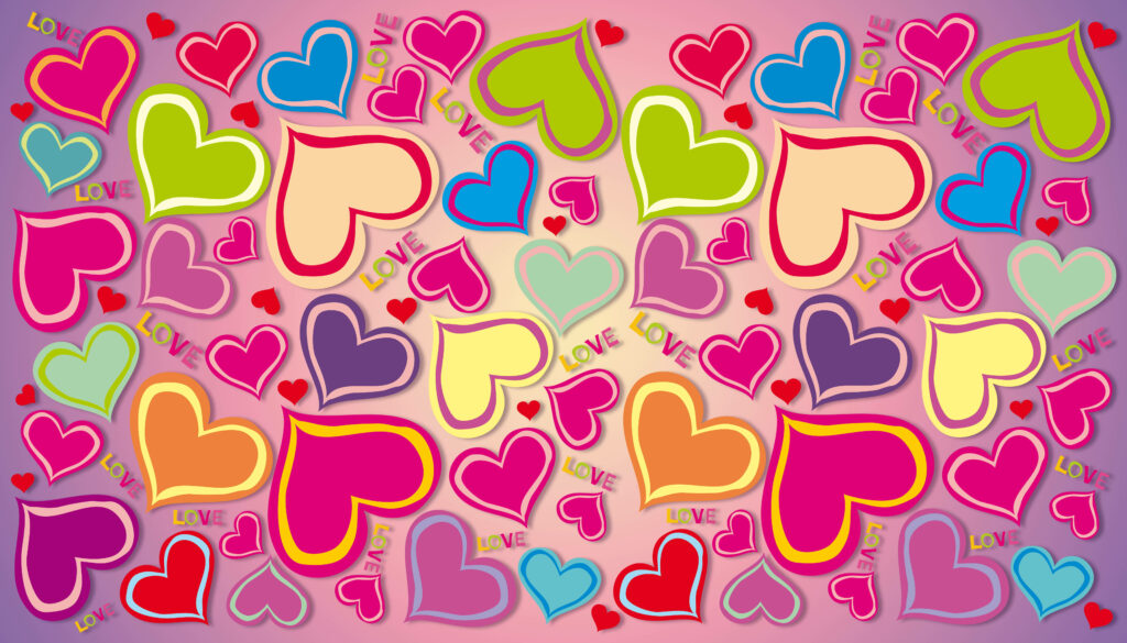 Heart Spectrum: A Dynamic Display of Vibrant Multicolored Love Wallpaper