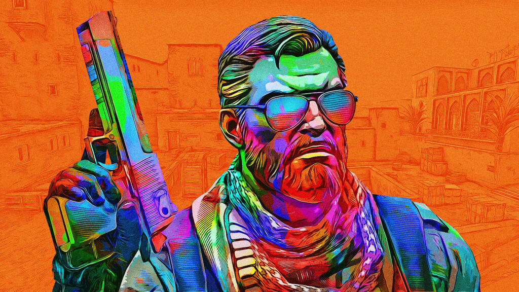 Terrorist with a Vibrant Handgun: Mesmerizing 4K Background Image from Counter-Strike Global Offensive Wallpaper