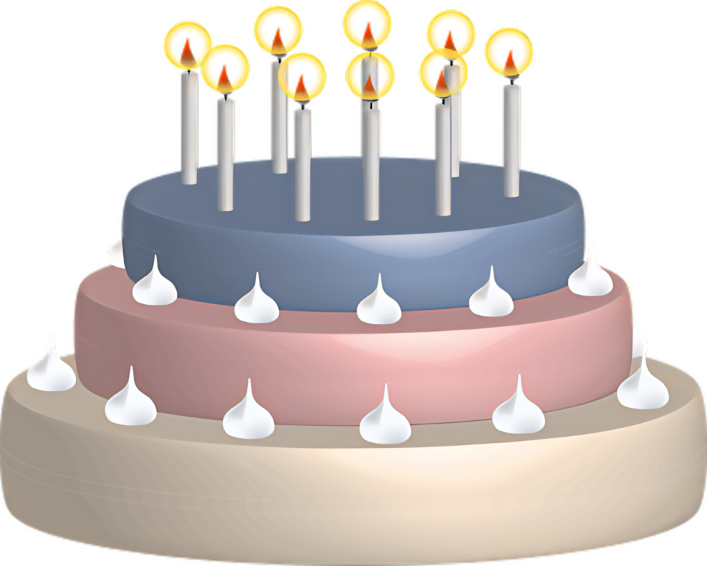 Colorful Tiered Birthday Cake Wallpaper with Candles & Frosting
