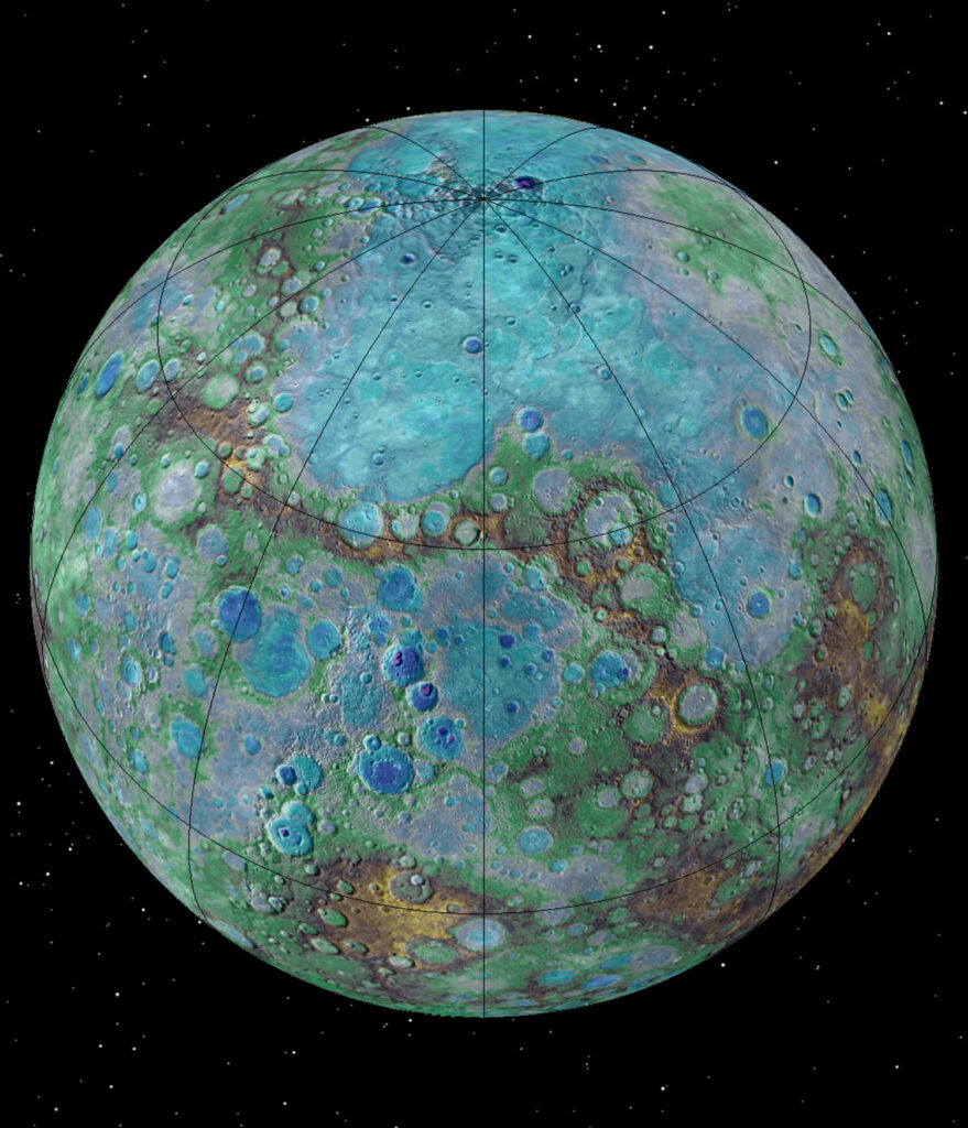 Colorful Mercury Topographic Map: Craters & Terrain Wallpaper Background