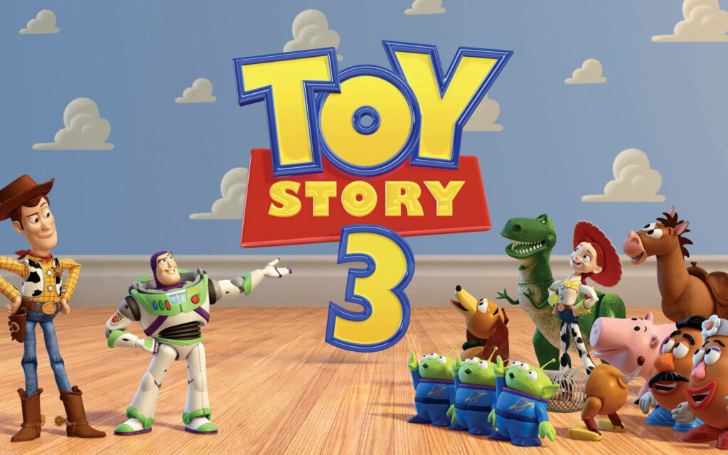Playful Toy Story 3 Wallpaper: Buzz, Woody & Friends in Colorful Scene