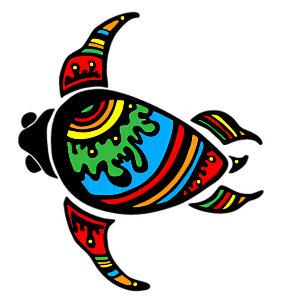 Colorful Abstract Turtle Wallpaper: Vibrant Design on Dark Background