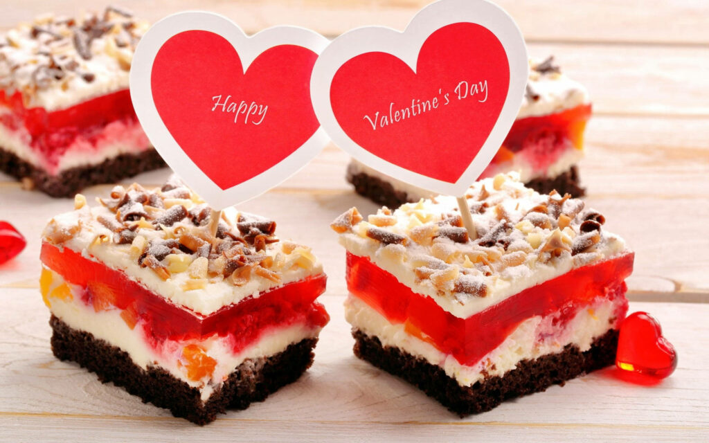 Colorful Valentine's Day Cakes Wallpaper for Sweet Celebrations
