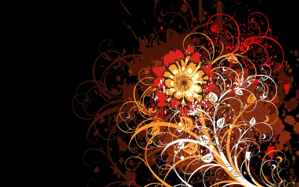 Blooming Splendor: Vibrant Vector Flowers in Captivating Orangered Hues - A Stunning HD Wallpaper