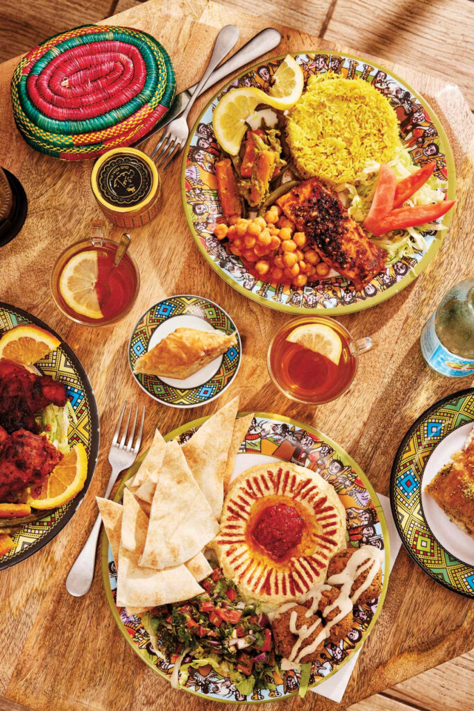 Vibrant Display of Colorful Dishes & Spices - Wallpaper Background
