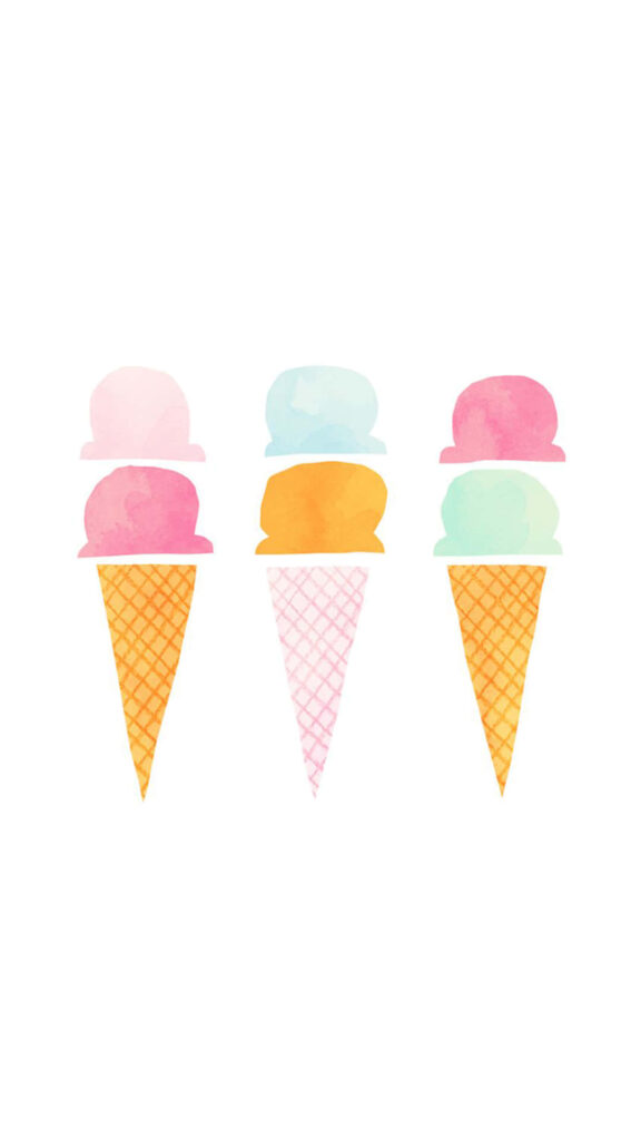 Cheerful Watercolor Ice Cream Cones Wallpaper Background