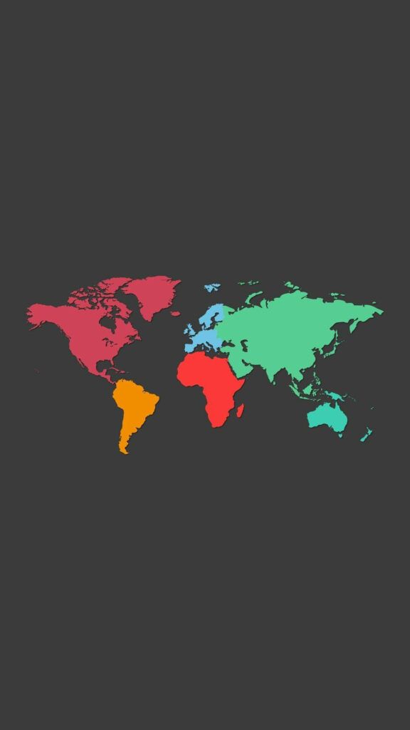 Vibrant World Map Wallpaper on Dark Grey Background