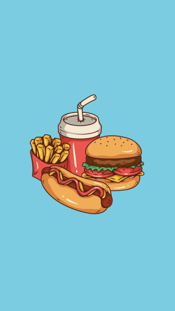 Colorful Yummy Foods iPhone Wallpaper: Fun Cheeseburger & More