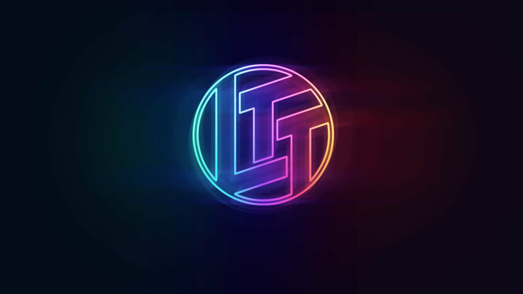 4K Linus Tech Tips logo wallpaper with RGB neon glow and vibrant blue purple orange trails on black