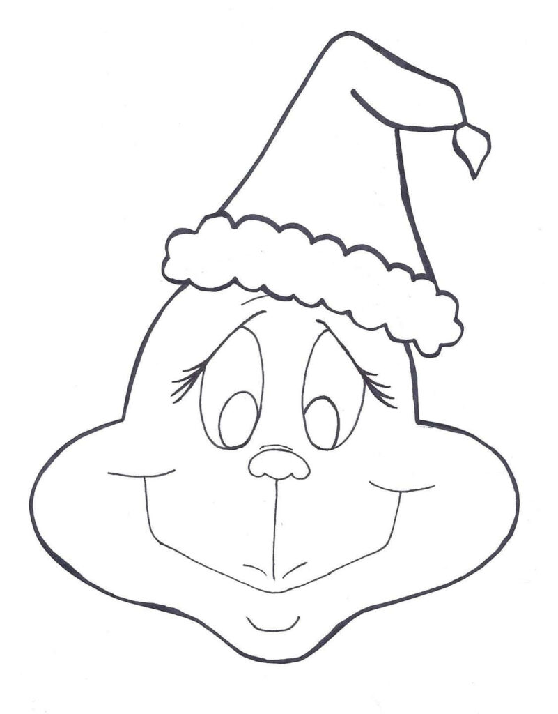 Coloring Page: Simple Santa Hat Character Line Drawing Wallpaper