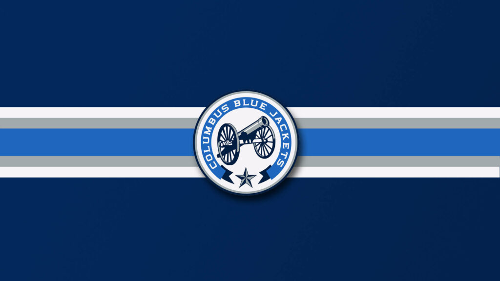 Columbus Blue Jackets alternate logo wallpaper with cannon star on blue striped background