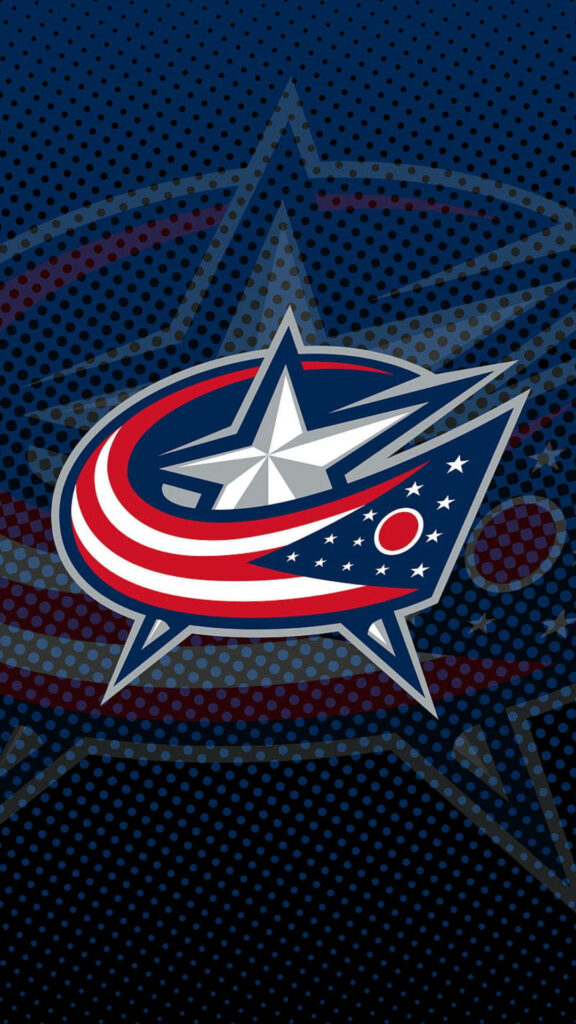 Columbus Blue Jackets logo on dark blue dotted background patriotic hockey team wallpaper