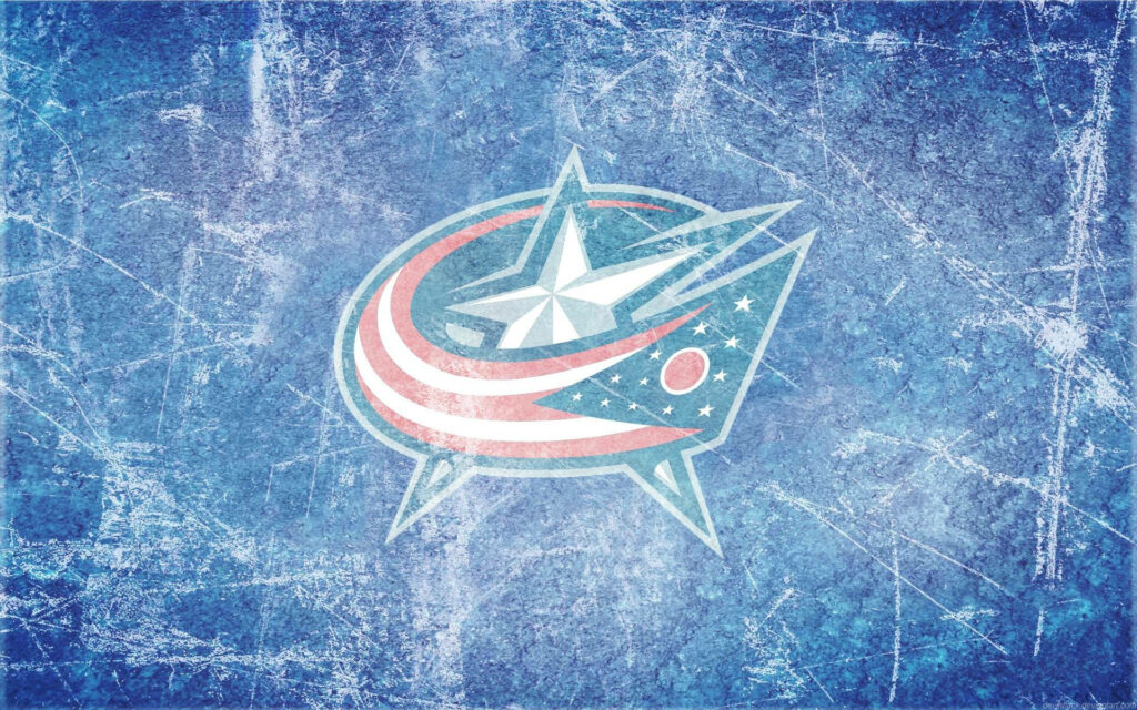 Columbus Blue Jackets logo on icy blue textured background with red white blue hockey design Wallpaper