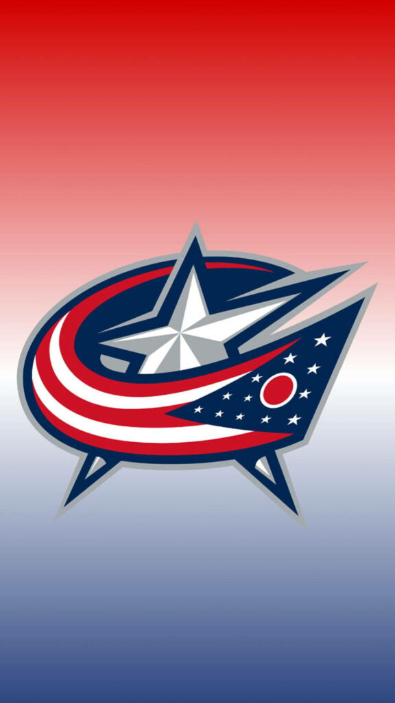 Columbus Blue Jackets logo on red to blue gradient background hockey wallpaper design