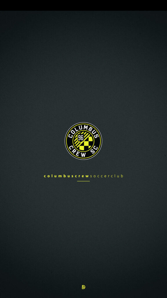 Columbus Crew SC logo centered on black background with yellow black minimalist wallpaper design