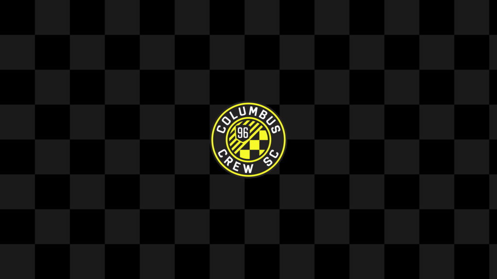 Columbus Crew SC logo on black gray checkered background bold yellow black soccer wallpaper