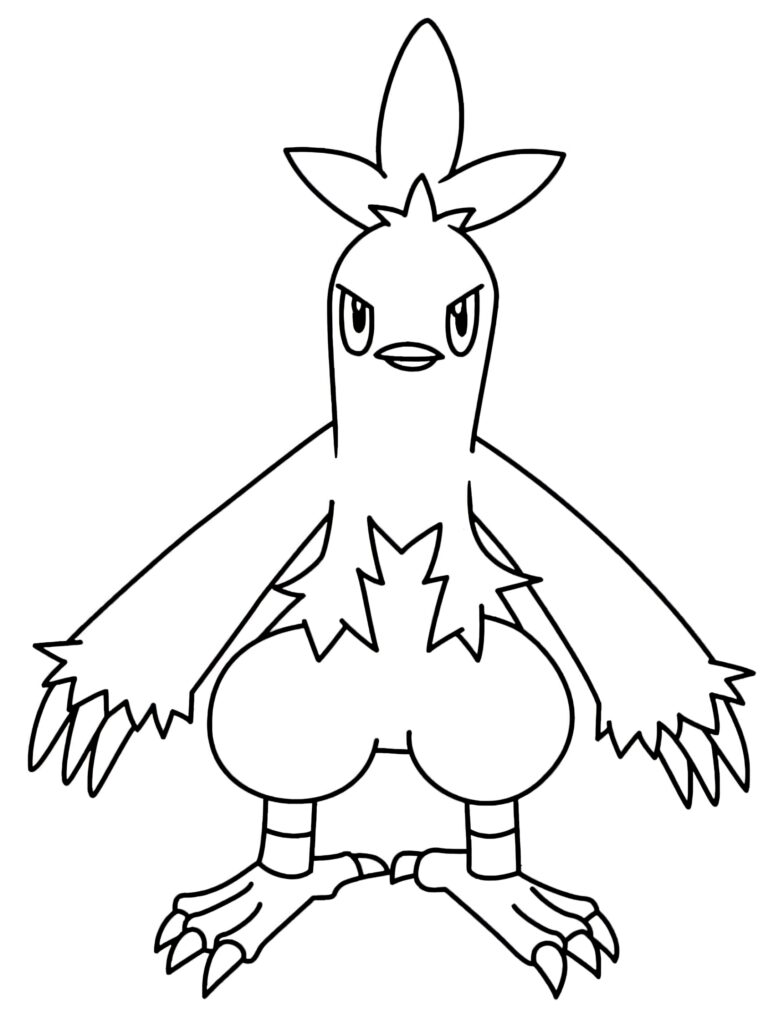 Combusken Line Art: Fierce Bird Creature Wallpaper Background
