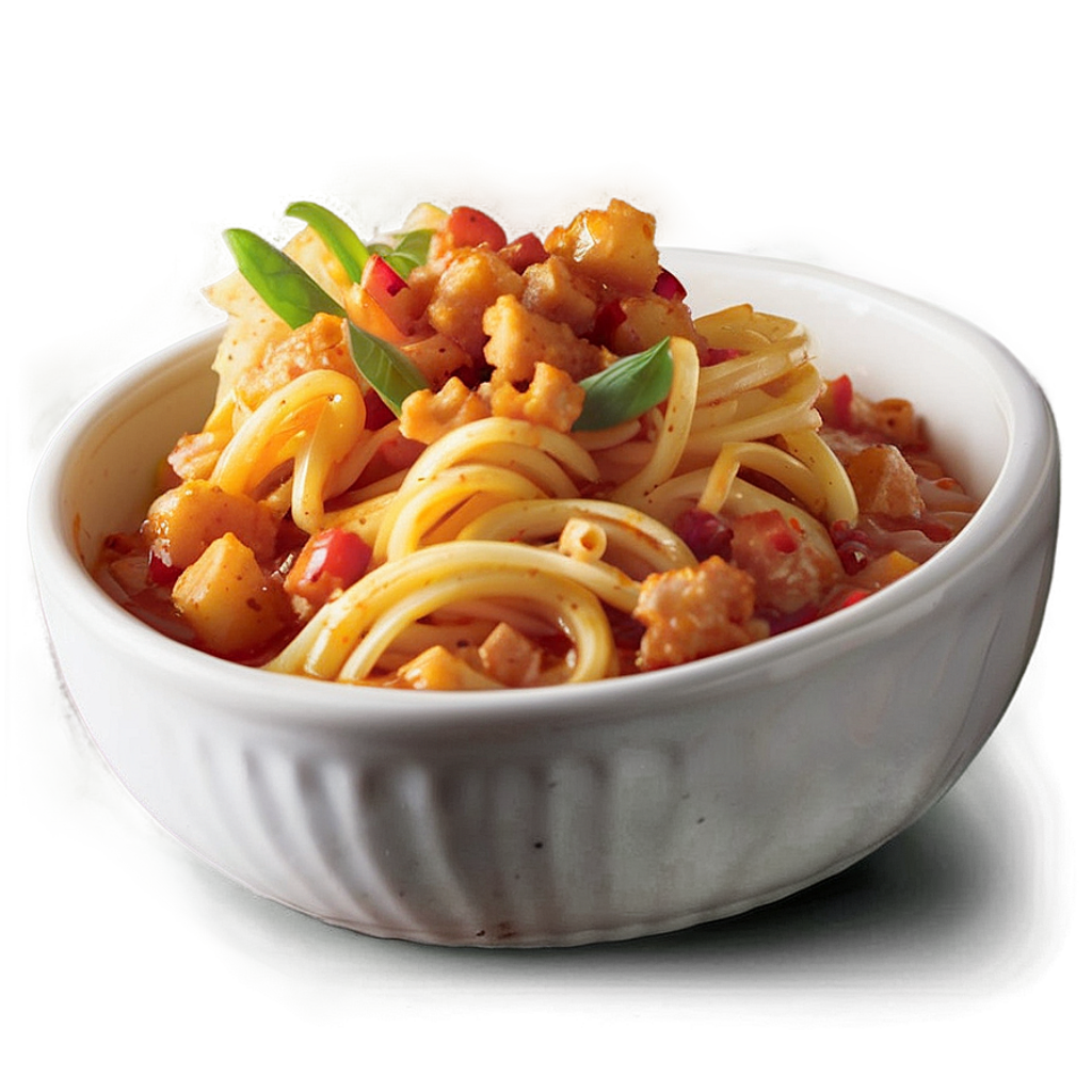 Comforting Spaghetti Bowl with Meat & Veggies - Warm Wallpaper Background
