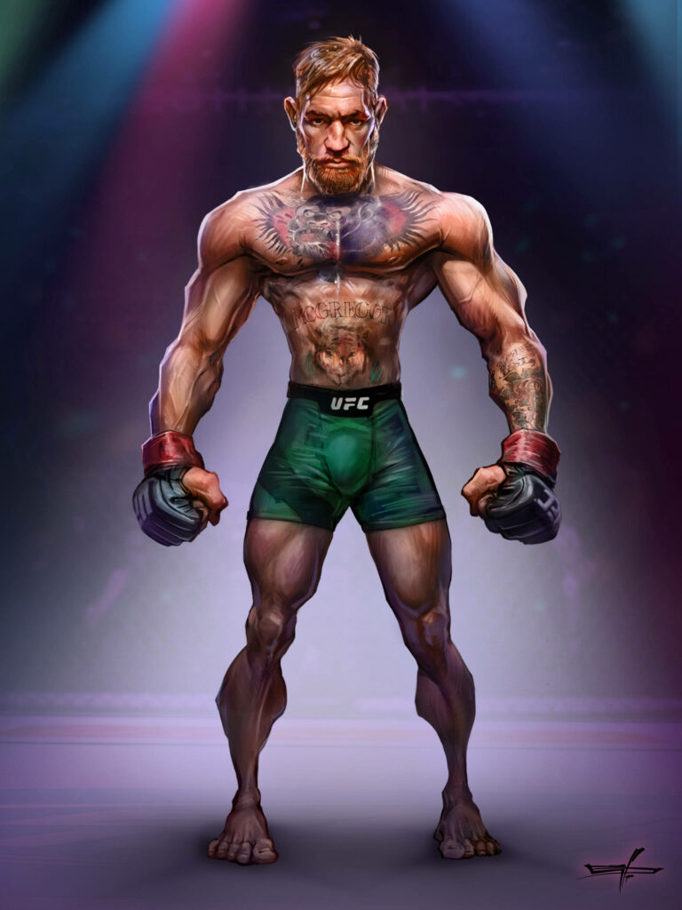 Conor McGregor Comic Art Wallpaper: Muscles, Tattoos & UFC Style